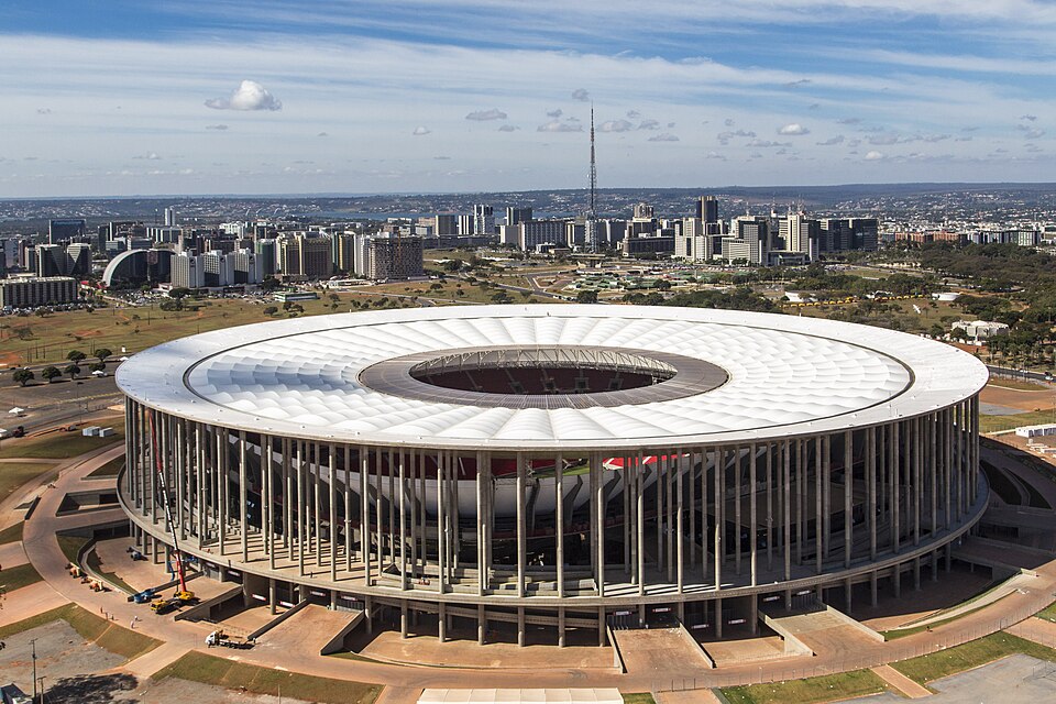 Vista aérea de un estadio de fútbol en Brasil
